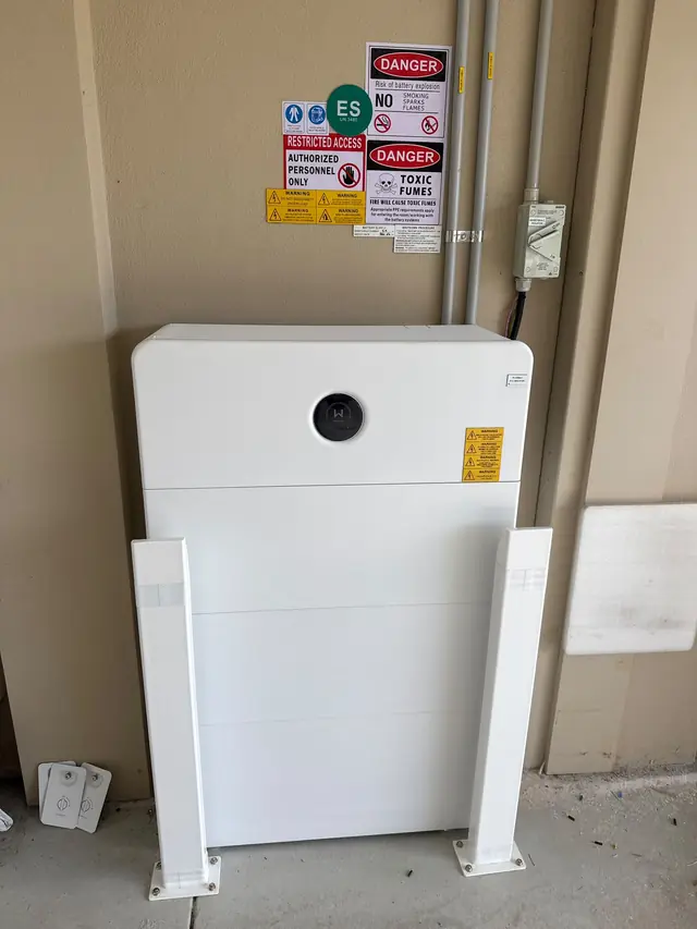 GoodWe inverter and battery installed in a garage